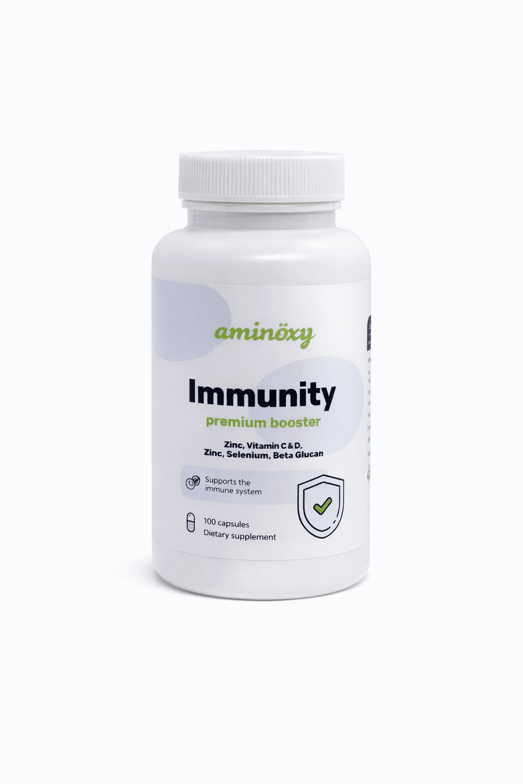 aminöxy Immunity premium booster (100 kapsúl) – Komplexná ochrana s vitamínmi C, D3, zinkom a beta glukánom