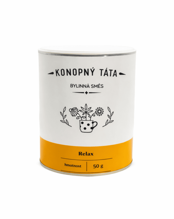 Konopný čaj Relax od českého výrobcu Konopný Táta je 100 % prírodný sypaný čaj pripravený z ručne zbieraného konope. Je navrhnutý na podporu upokojenia mysle a uvoľnenie tela, bez obsahu omamných látok, vhodný na každodenné pitie. Pravidelná konzumácia napomáha relaxácii, duševnej pohode a harmonizácii organizmu.