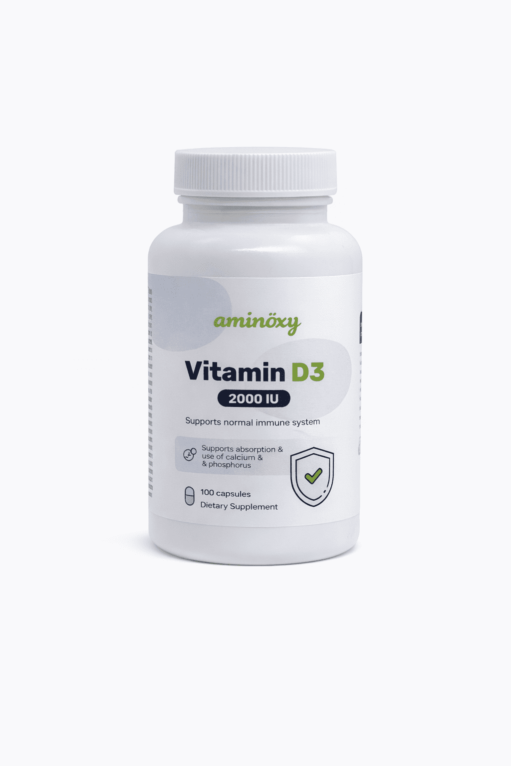 aminöxy Vitamin D3 2000 iU (100 kapsúl) – Slnečný vitamín pre kosti a silnú imunitu