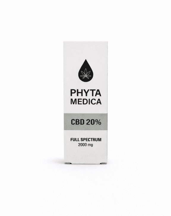 CBD olej 20% Full Spectrum od slovenskej značky PHYTA MEDICA, ktorá pestuje svoju vlastnú INDOOR konopu bez použitia chemikálií a umelých hnojív. 2 000 mg CBD 10 ml objem plné spektrum INDOOR konope