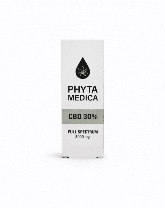 CBD olej 30% Full Spectrum od slovenskej značky PHYTA MEDICA, ktorá pestuje svoju vlastnú INDOOR konopu bez použitia chemikálií a umelých hnojív. 3 000 mg CBD 10 ml objem plné spektrum INDOOR konope