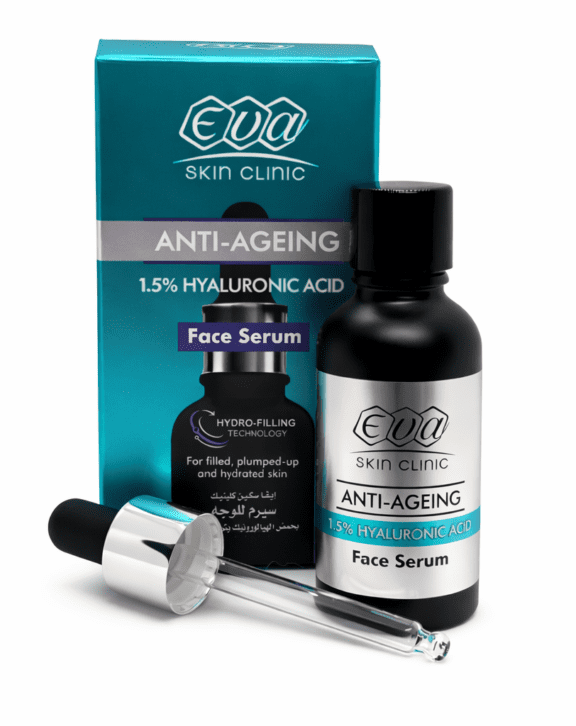Intenzívne hydratačné sérum s 1,5 % kyselinou hyalurónovou poskytuje pokožke hlbokú hydratáciu, zlepšuje jej pružnosť a jemnosť. Sérum od Eva Skin Clinic je vhodné pre všetky typy pokožky a pomáha vyhladzovať jemné linky a vrásky, pričom zanecháva pleť sviežu a zdravú. Účinky: intenzívne hydratuje a vyživuje pokožku podporuje pružnosť a pevnosť pokožky viditeľne redukuje jemné linky a vrásky vhodné na tvár, krk a dekolt Vlastnosti:Bez parabénov – Bez umelých farbív – Dermatologicky testované – Vhodné pre všetky typy pokožky. Použitie:Naneste malé množstvo séra na čistú pokožku tváre, krku a dekoltu a jemne vmasírujte do úplného vstrebania. Používajte ráno a večer pre maximálny efekt. Obsah balenia: 30ml Zloženie: Voda, pentylénglykol, glycerín, PEG-12 dimetikón, hyaluronát sodný, pantenol, fenoxyetanol, hydrogenovaný ricínový olej PEG-40, hydrolyzovaná kyselina hyalurónová, disodná soľ EDTA, kopolymér glyceryl akrylátu/kyseliny akrylovej, etylhexylglycerín, propylénglykol, trietanolamín