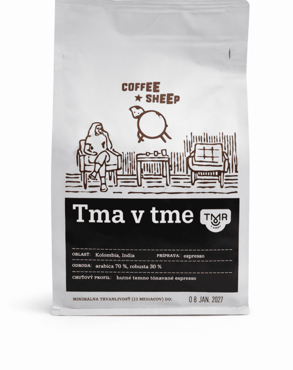 „Tma v tme“ je tmavo pražený blend. Tento špeciál miešame nielen pre našich stupavských kamarátov z kaviarne „Tma v hrnku“. Množstvo fanúšikov si našiel nielen na Záhorí, ale aj u milovníkov talianskeho praženia po celom Slovensku. Výrazne voňavú Kolumbiu vhodnú na všetky spôsoby prípravy miešame s krásne vyváženou a jemnou Indiou s mierne korenistou arómou a elegantnou kyslosťou. Výsledkom je hutné, temno-temné espresso. — Krajina — oblasť: Colombia, India Druh kávy: arabica 70 %, robusta 30 % Príprava: espresso Chuťový profil: hutné temno temné espresso Spracovanie: mokré — Mletie: — veľmi jemné mletie — džezva — jemné mletie — zalievaná káva — stredne jemné mletie — espresso (domáca páka) — stredné mletie — moka — stredne hrubé mletie — aeropress — hrubé mletie — filter, V60, chemex — veľmi hrubé mletie — french press, cold brew