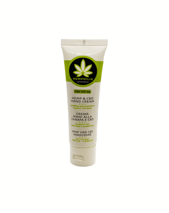 Upokojujúci krém na ruky s CBD (50 ml) od talianskej značky Hemphilia. Rýchlo sa vstrebáva, chráni ruky pred vysušením a začervenaním. Organická kozmetika s certifikátom Biocertitalia – číslo 74 – 020.